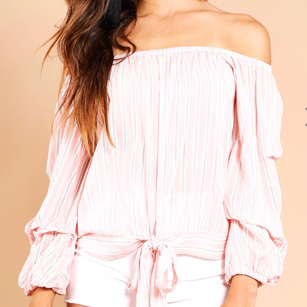 Miley and Molly Off the Shoulder Striped Top
